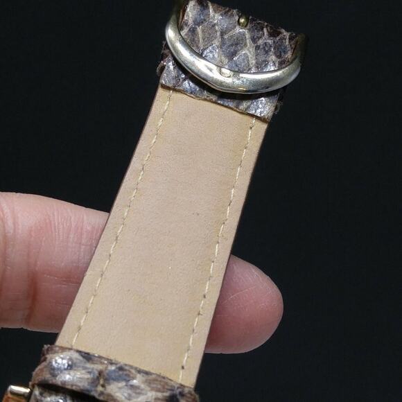 Chico's Faux Snake Skin Leather Watch, Clear Rhinestone Frame, 9 Inches - Picture 6 of 10